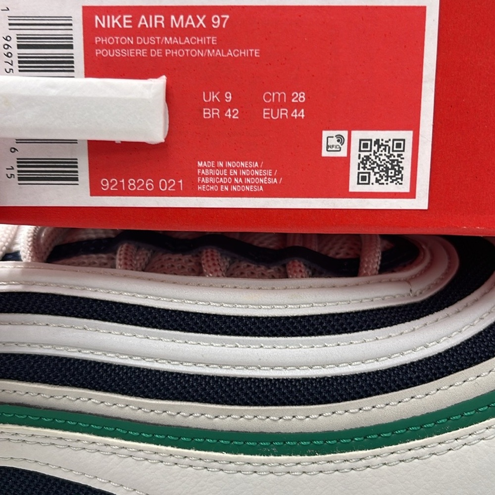 Nike Men’s Air Max 97
Photon Dust/Dark Obsidian/ White/Malachite
921826-021 Snkr - Picture 12 of 13